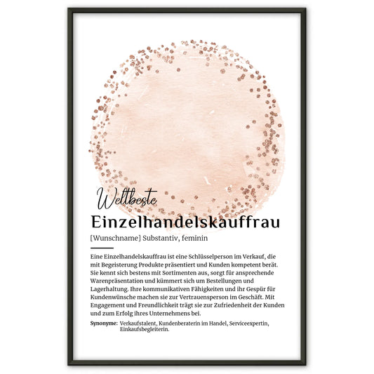 Personalisierte Poster Definition Einzelhandelskauffrau mit Namen Geschenk