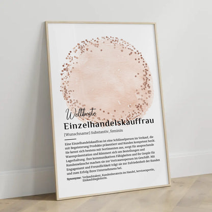 Personalisierte Poster Definition Einzelhandelskauffrau mit Namen Geschenk
