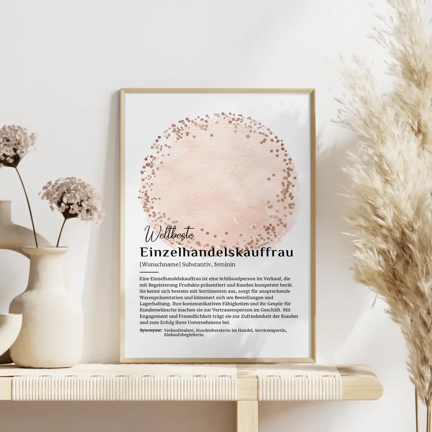 Personalisierte Poster Definition Einzelhandelskauffrau mit Namen Geschenk