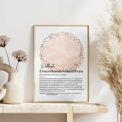 Personalisierte Poster Definition Einzelhandelskauffrau mit Namen Geschenk