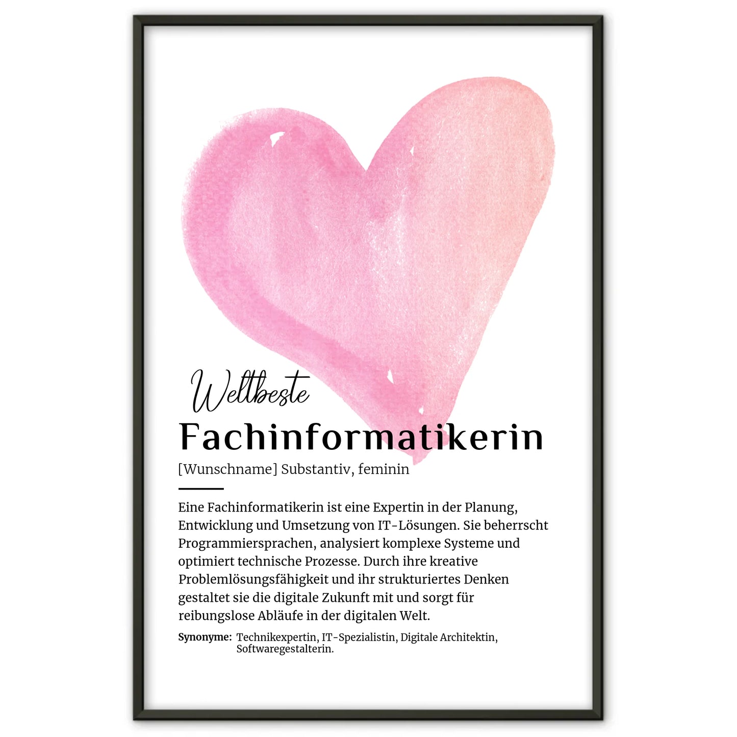 Poster Definition Fachinformatikerin mit Namen Definitionsposter