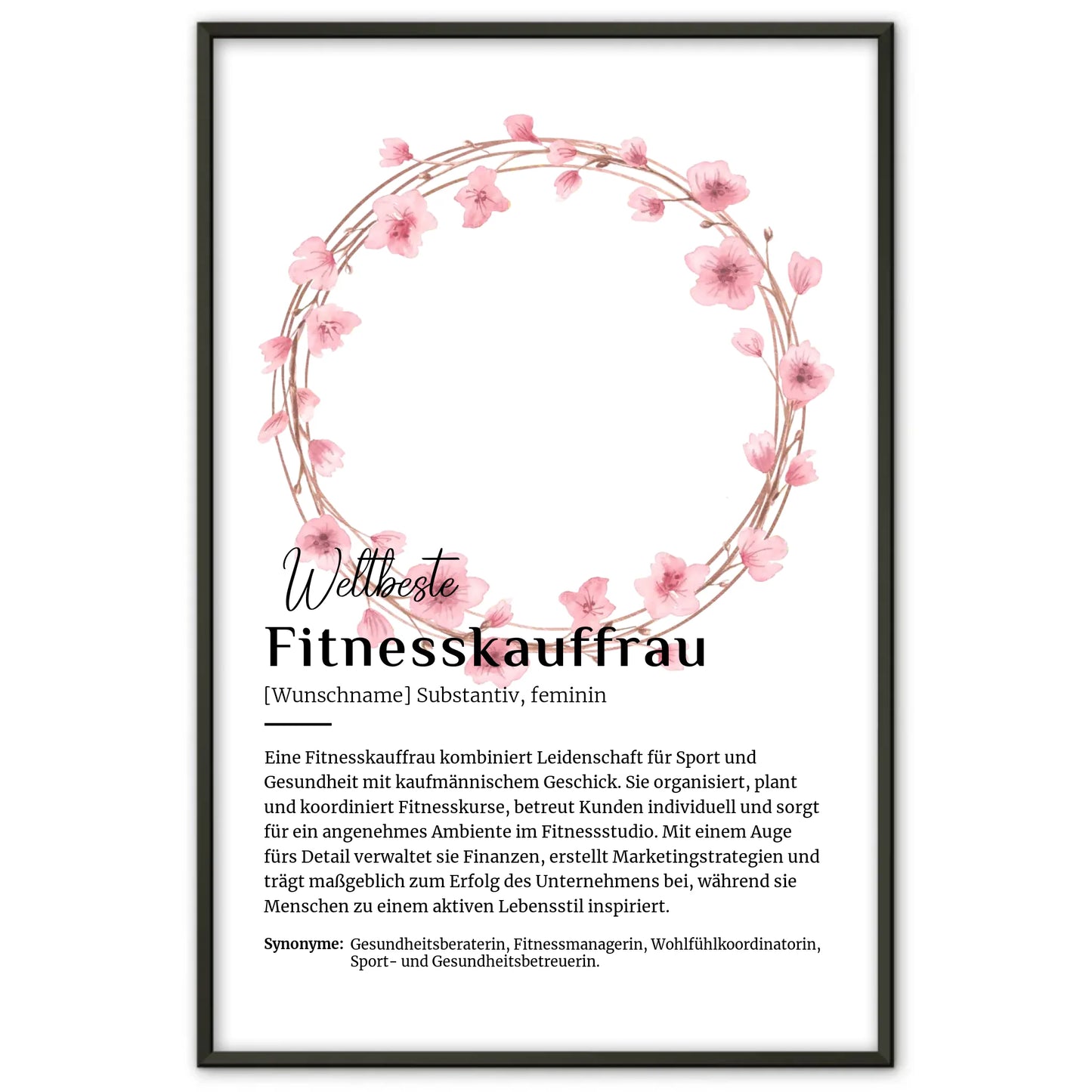 Personalisierbares Poster Definition Fitnesskauffrau mit Namen
