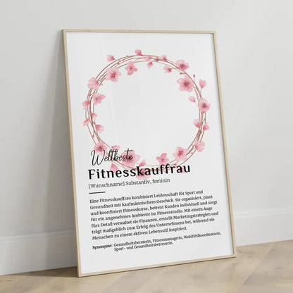 Personalisierbares Poster Definition Fitnesskauffrau mit Namen