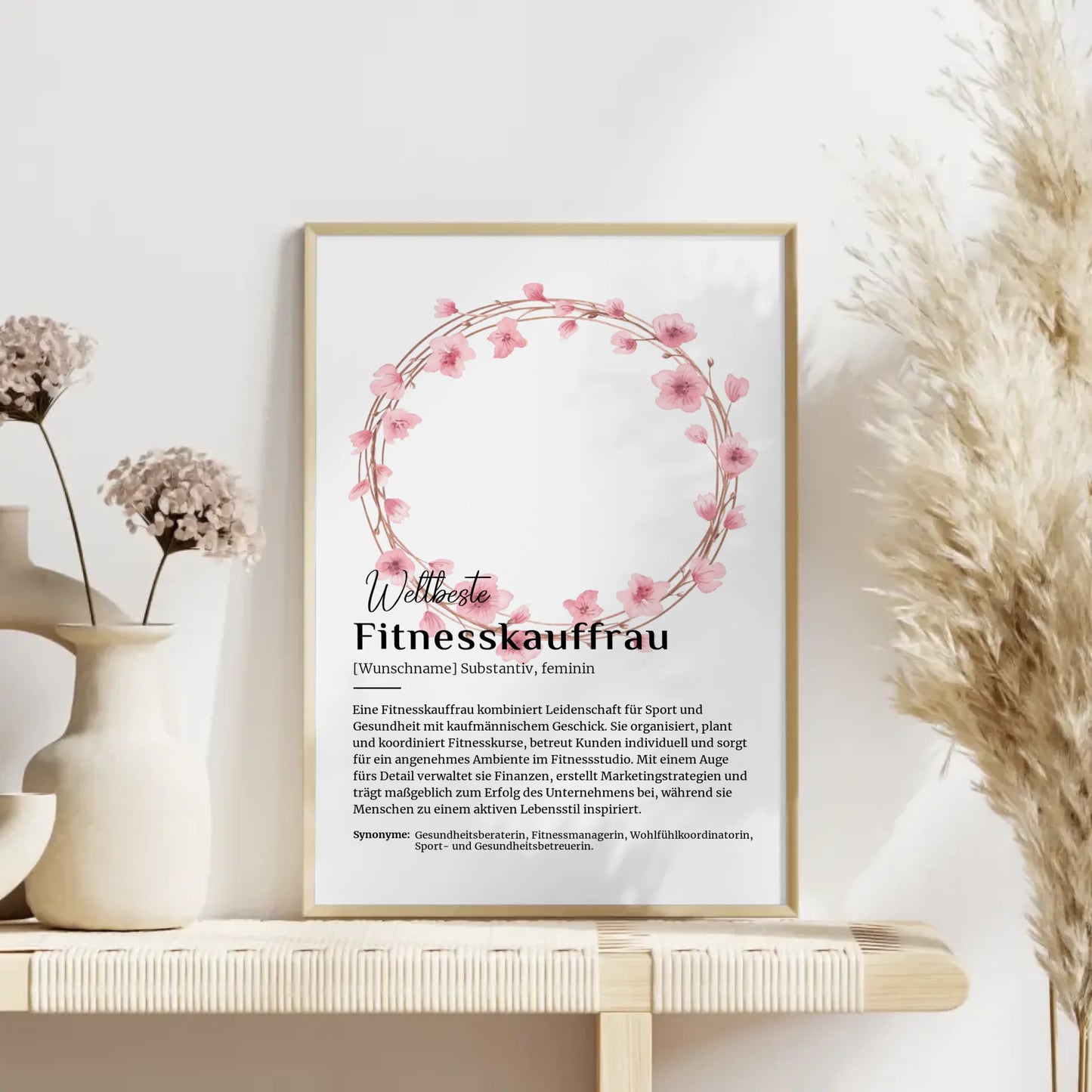 Personalisierbares Poster Definition Fitnesskauffrau mit Namen