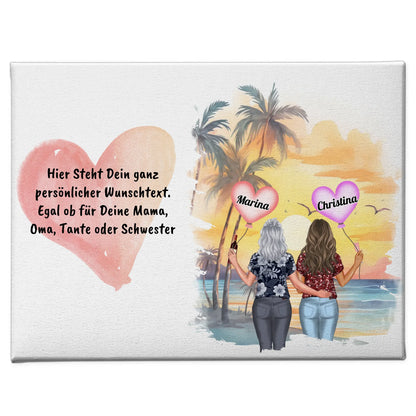Wunschtext Leinwand Mama mit personalisierten Figuren