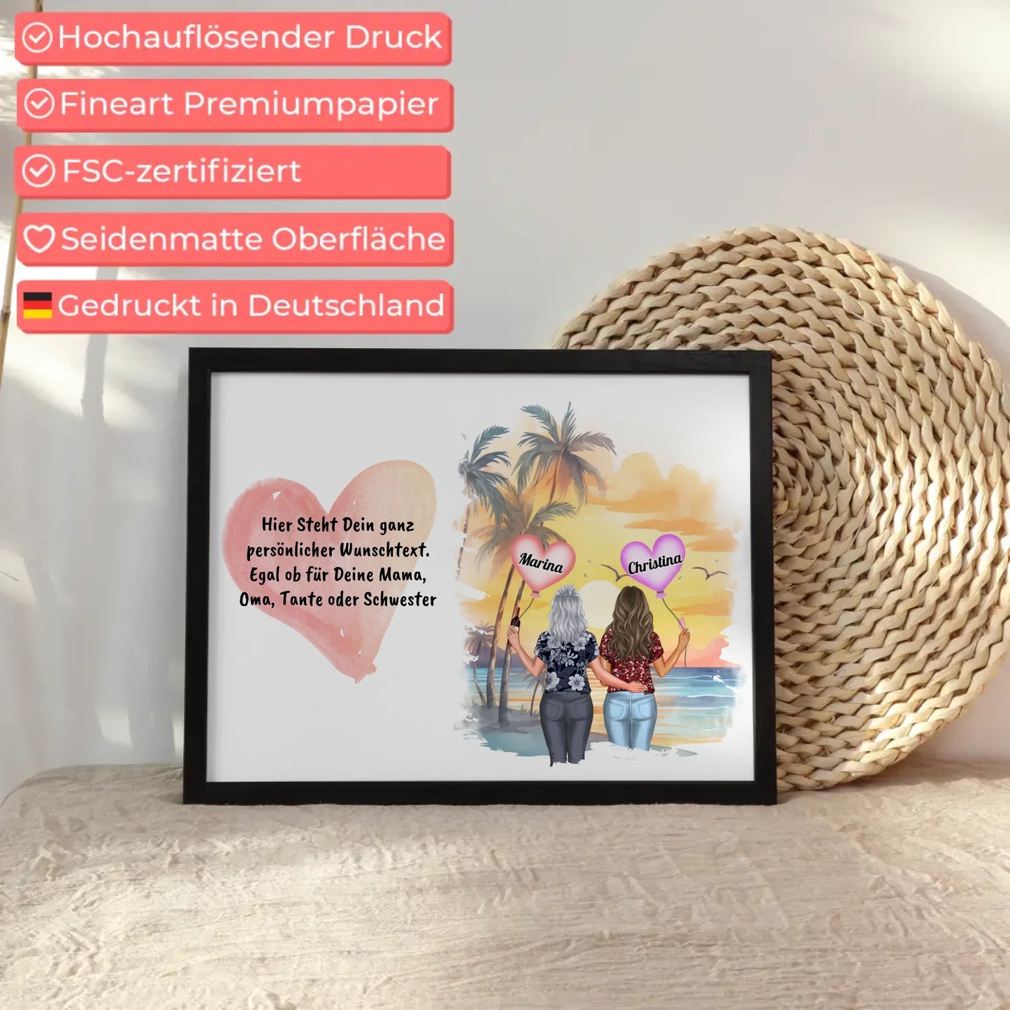 Wunschtext Poster Mama mit personalisierten Figuren