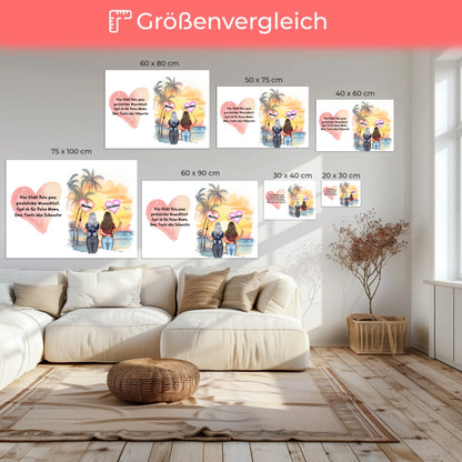 Wunschtext Leinwand Mama mit personalisierten Figuren