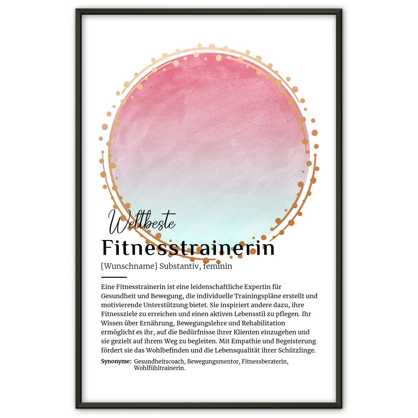 Poster Definition Fitnesstrainerin mit Namen Geschenk persönlich