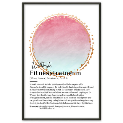 Poster Definition Fitnesstrainerin mit Namen Geschenk persönlich