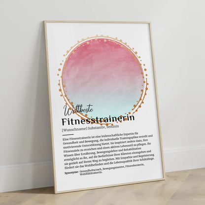 Poster Definition Fitnesstrainerin mit Namen Geschenk persönlich
