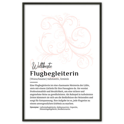 Personalisierte Poster Definition Flugbegleiterin mit Namen