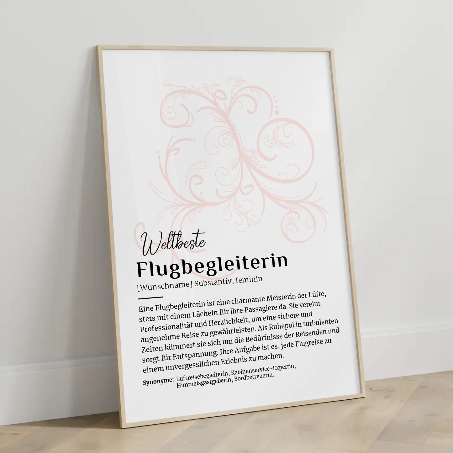 Personalisierte Poster Definition Flugbegleiterin mit Namen