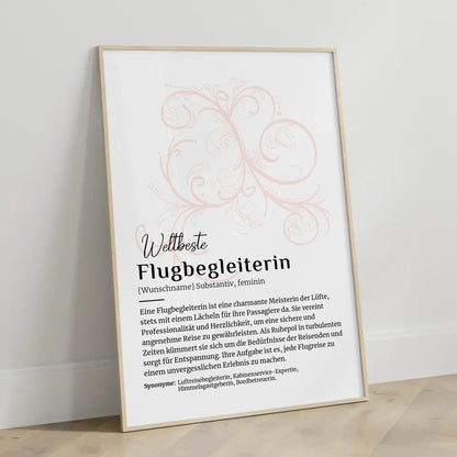 Personalisierte Poster Definition Flugbegleiterin mit Namen