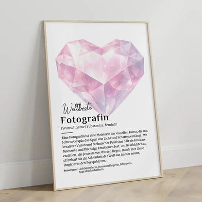 Personalisierte Poster Definition Fotografin mit Namen Geschenk