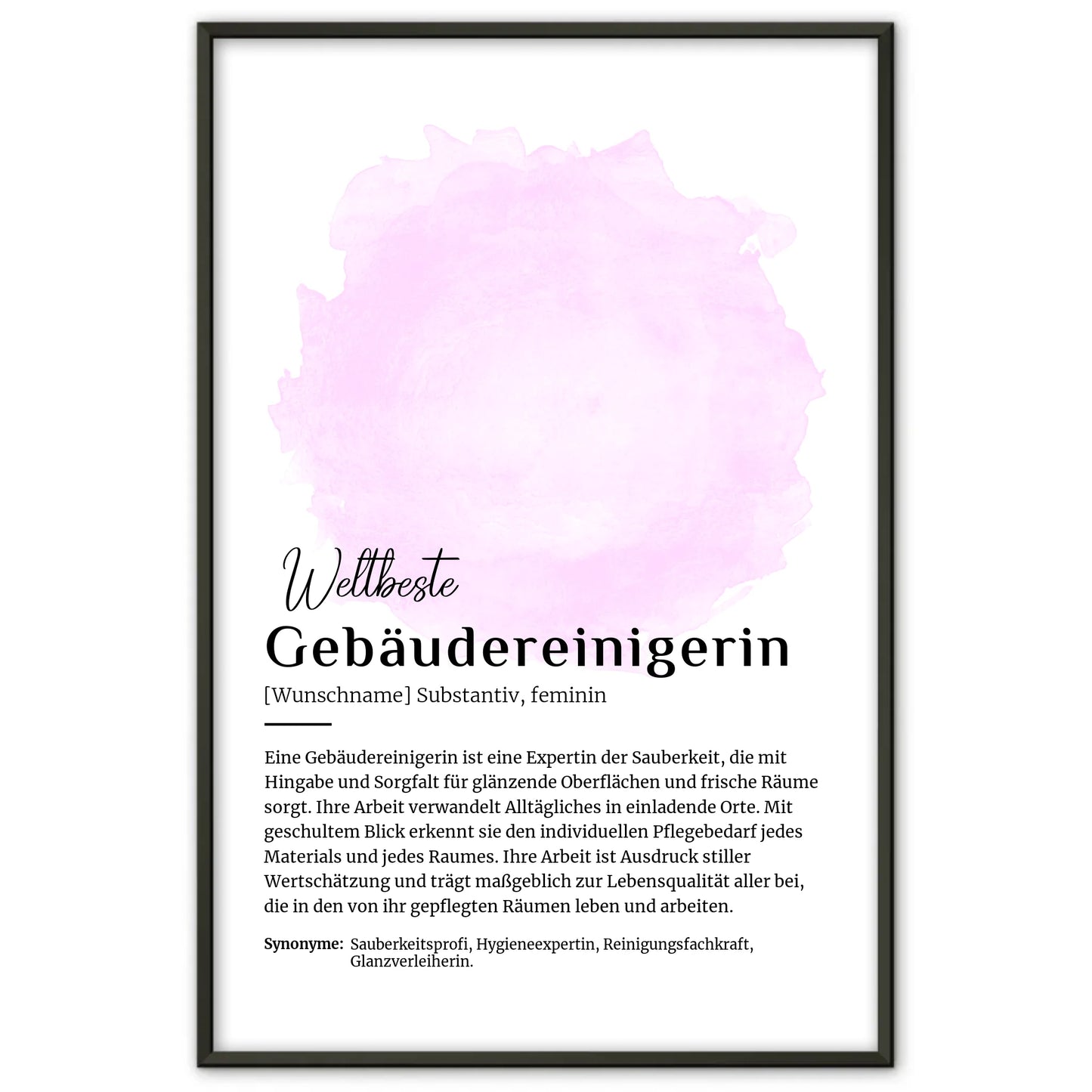 Poster Definition für Gebäudereinigerin mit Namen Geschenk