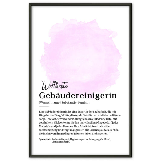 Poster Definition für Gebäudereinigerin mit Namen Geschenk