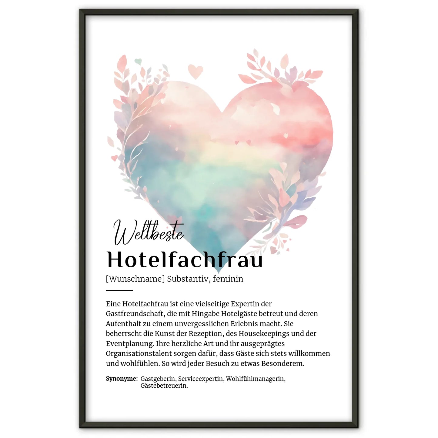 Poster Definition Hotelfachfrau mit Namen Definitionsposter