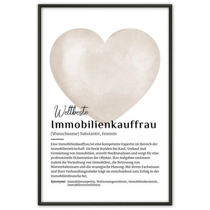 Poster Definition Immobilienkauffrau mit Namen Definitionsposter