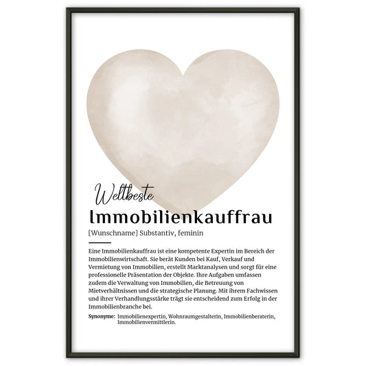 Poster Definition Immobilienkauffrau mit Namen Definitionsposter