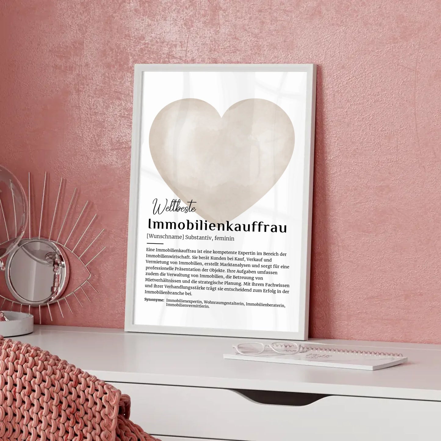 Poster Definition Immobilienkauffrau mit Namen Definitionsposter