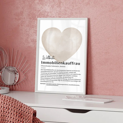 Poster Definition Immobilienkauffrau mit Namen Definitionsposter