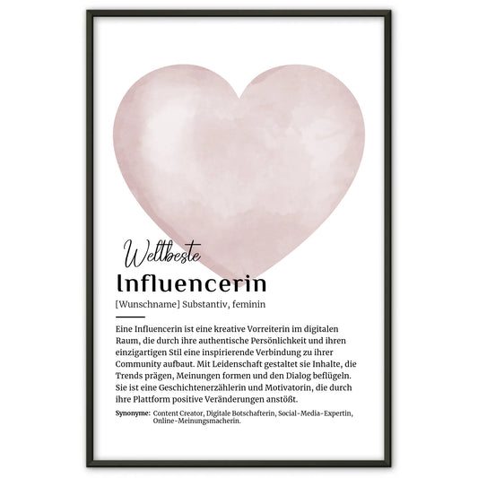 Personalisierte Poster Definition Influencerin mit Namen