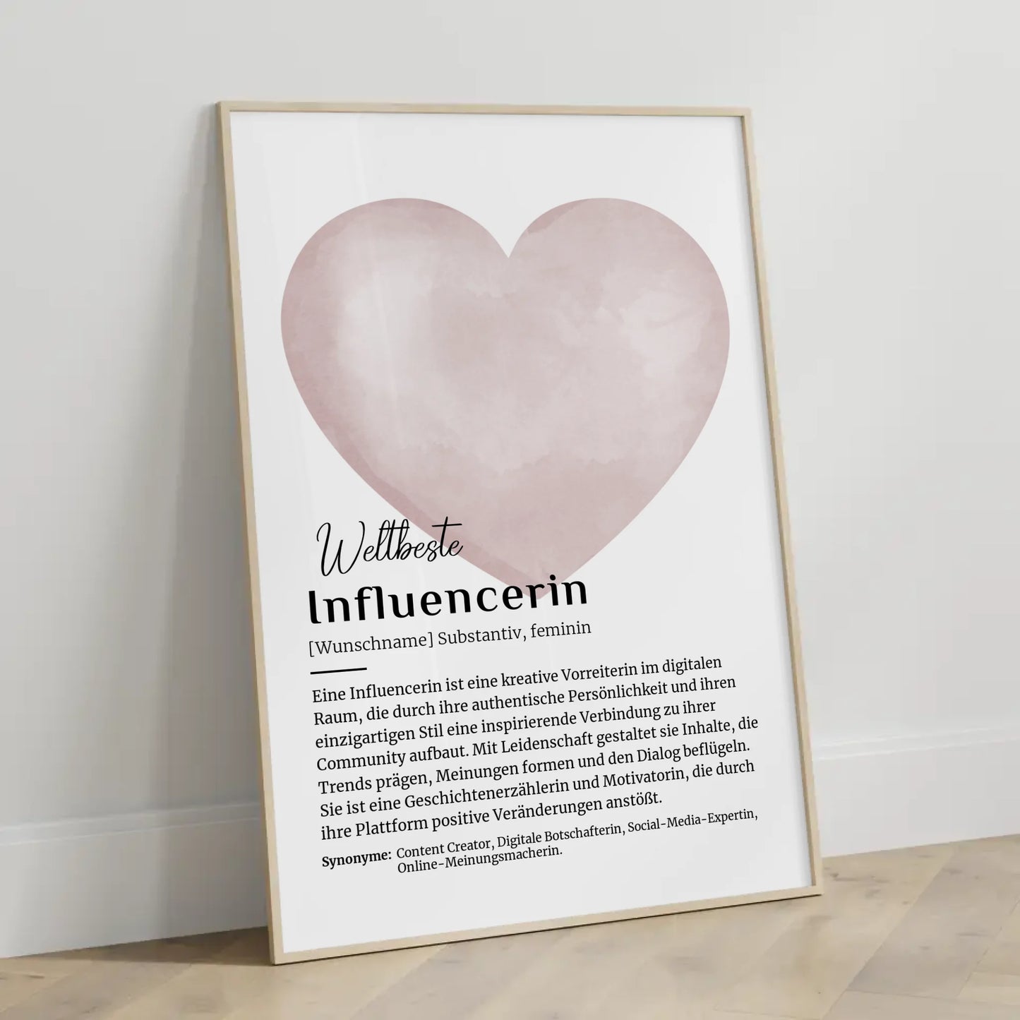 Personalisierte Poster Definition Influencerin mit Namen