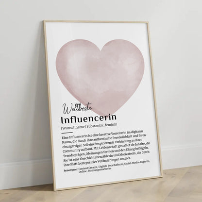 Personalisierte Poster Definition Influencerin mit Namen