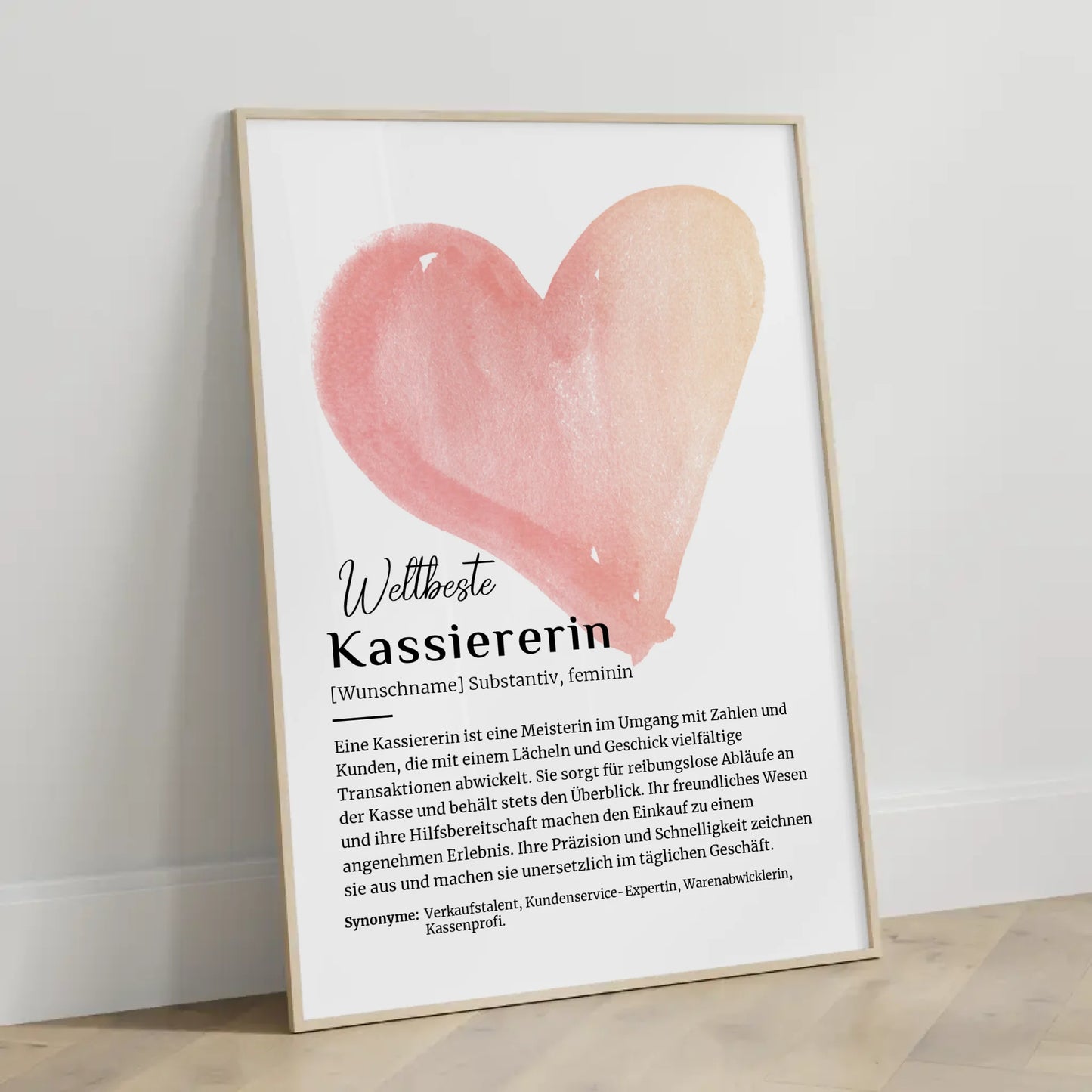 Personalisiertes Poster Definition Kassiererin mit Namen Geschenk