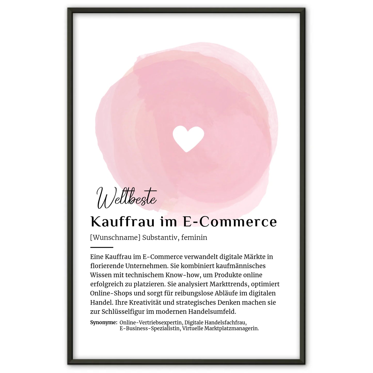 Personalisierte Poster Definition Kauffrau im E-Commerce mit Namen