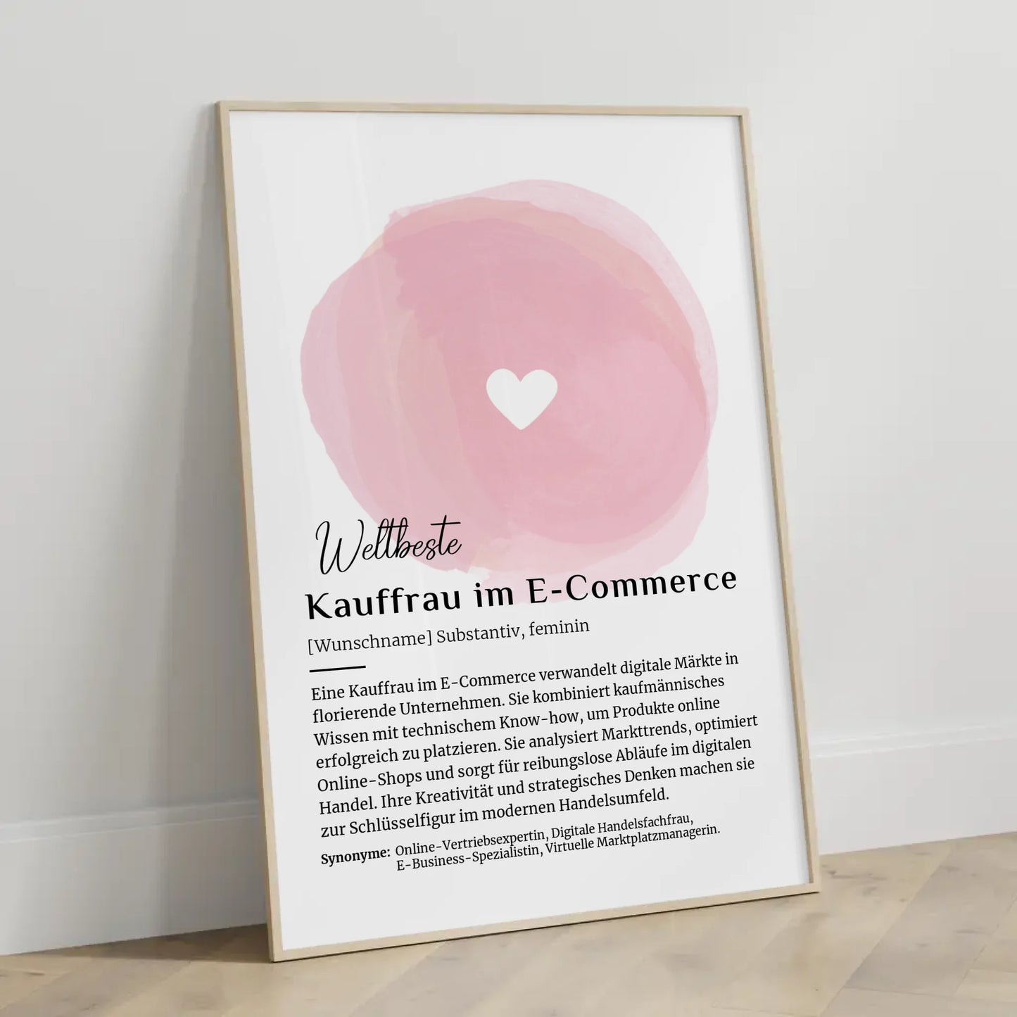 Personalisierte Poster Definition Kauffrau im E-Commerce mit Namen