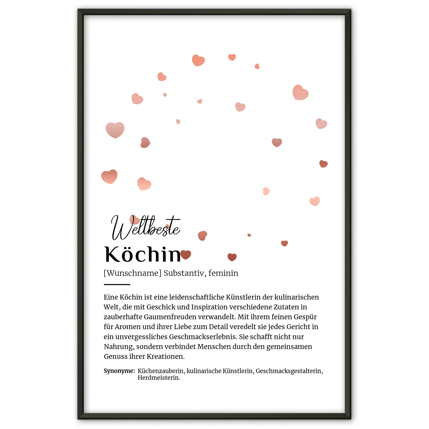 Personalisierte Poster Definition Köchin mit Namen Geschenk