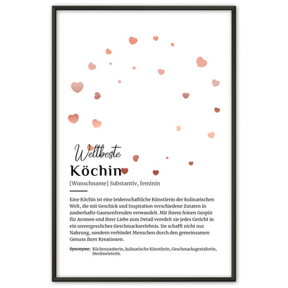 Personalisierte Poster Definition Köchin mit Namen Geschenk