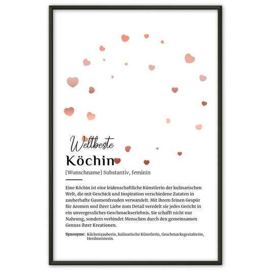 Personalisierte Poster Definition Köchin mit Namen Geschenk