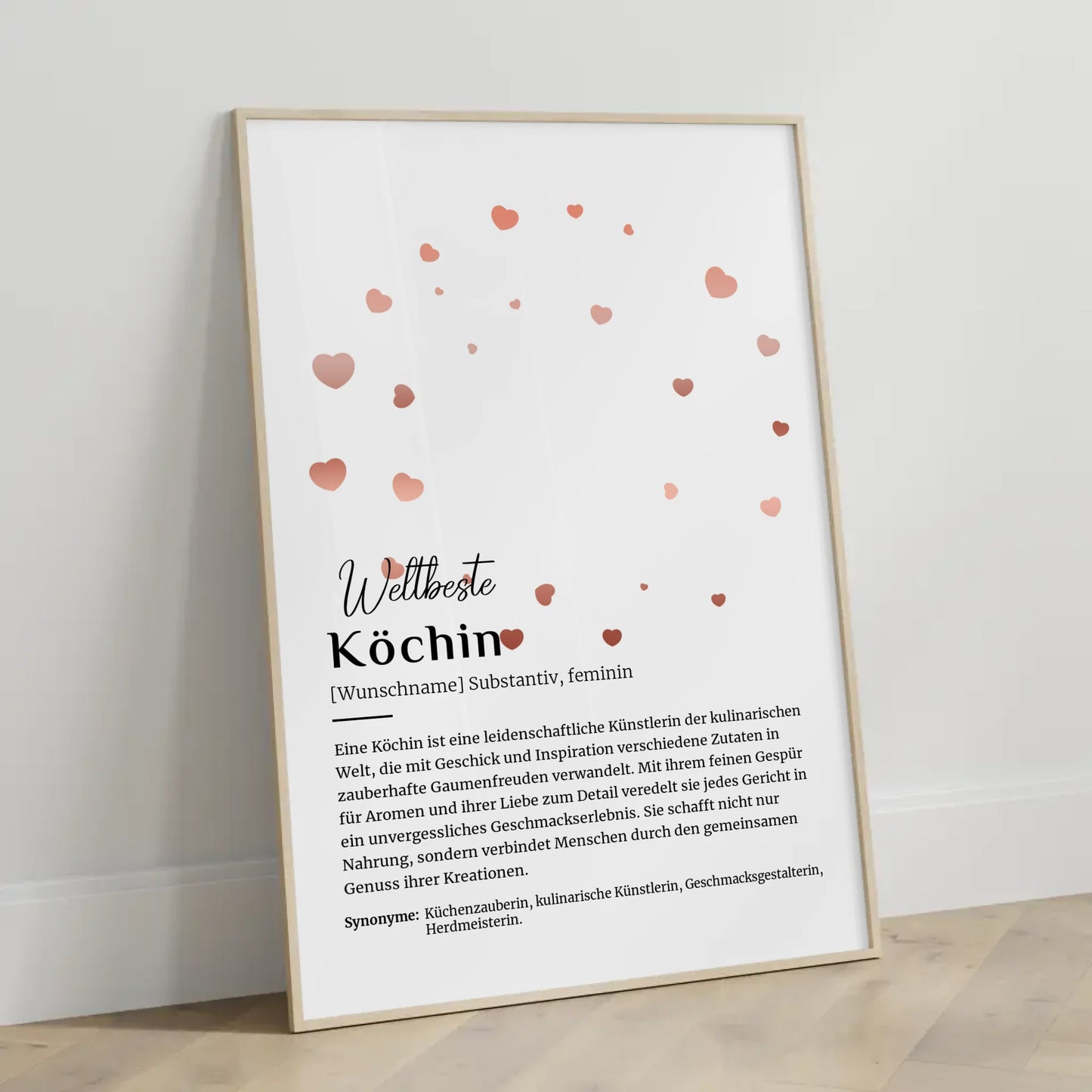 Personalisierte Poster Definition Köchin mit Namen Geschenk