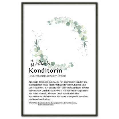 Personalisierte Poster Definition Konditorin mit Namen Geschenk