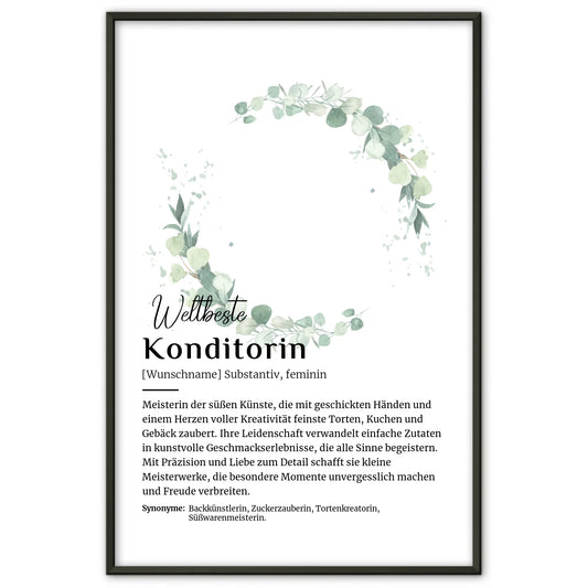Personalisierte Poster Definition Konditorin mit Namen Geschenk