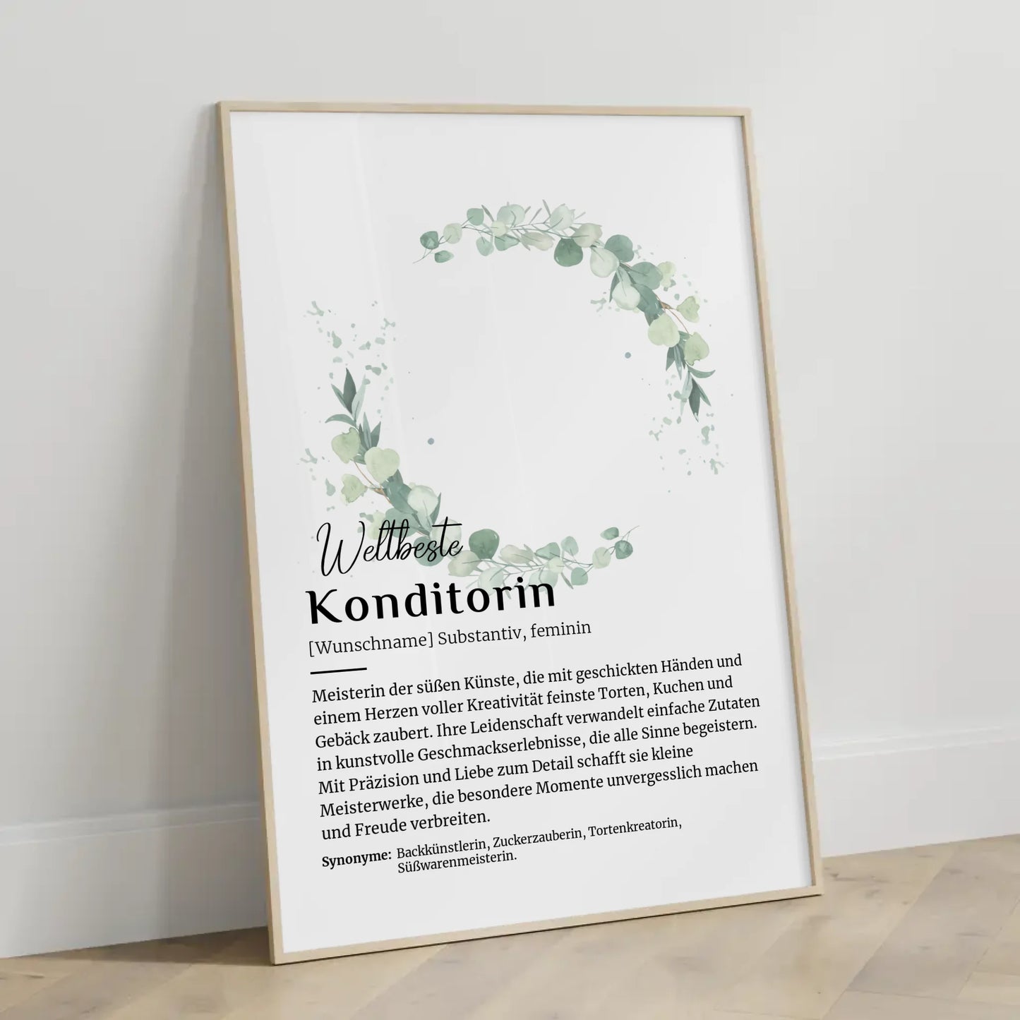 Personalisierte Poster Definition Konditorin mit Namen Geschenk