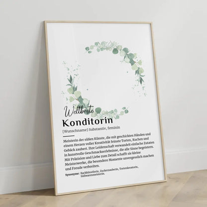 Personalisierte Poster Definition Konditorin mit Namen Geschenk