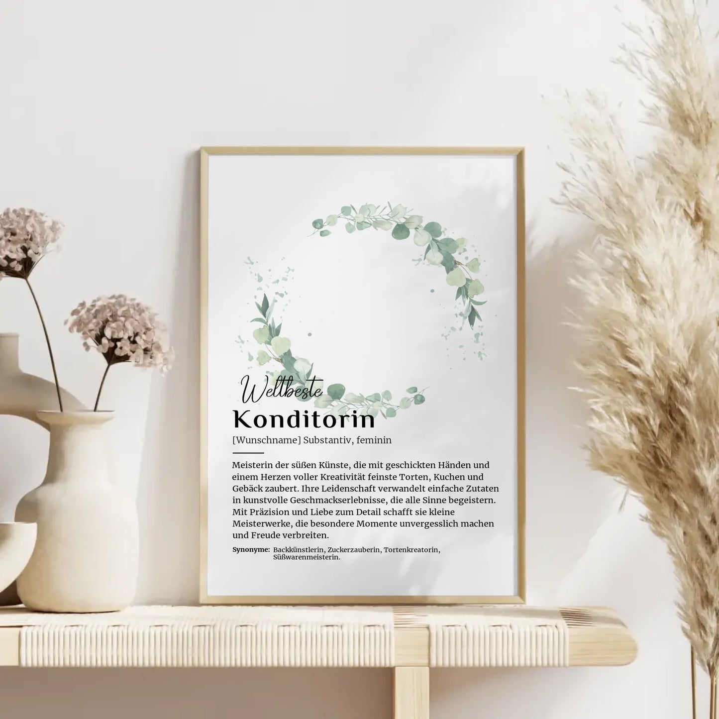 Personalisierte Poster Definition Konditorin mit Namen Geschenk