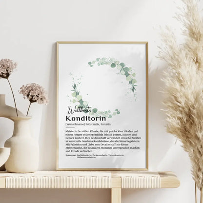 Personalisierte Poster Definition Konditorin mit Namen Geschenk