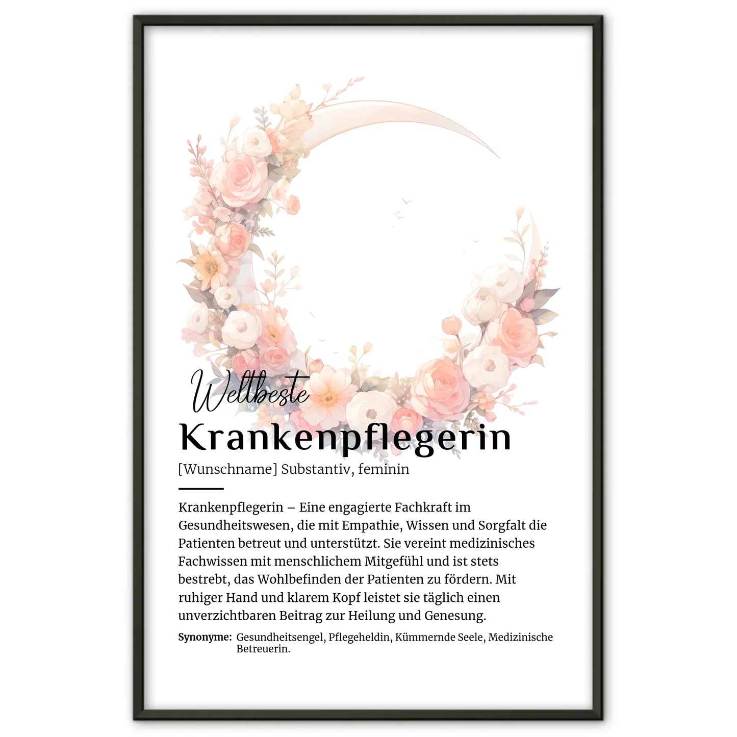 Personalisierte Poster Definition Krankenpflegerin mit Namen Geschenk