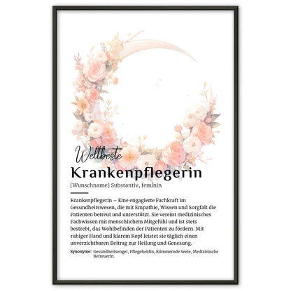 Personalisierte Poster Definition Krankenpflegerin mit Namen Geschenk