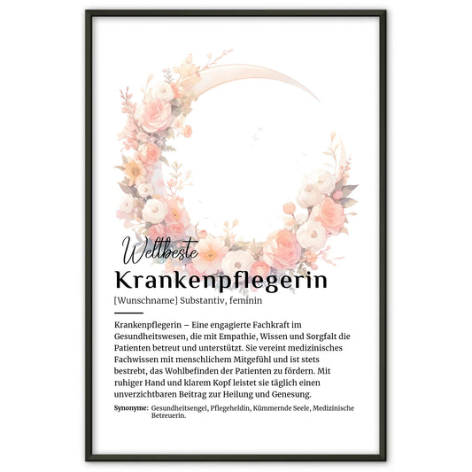 Personalisierte Poster Definition Krankenpflegerin mit Namen Geschenk