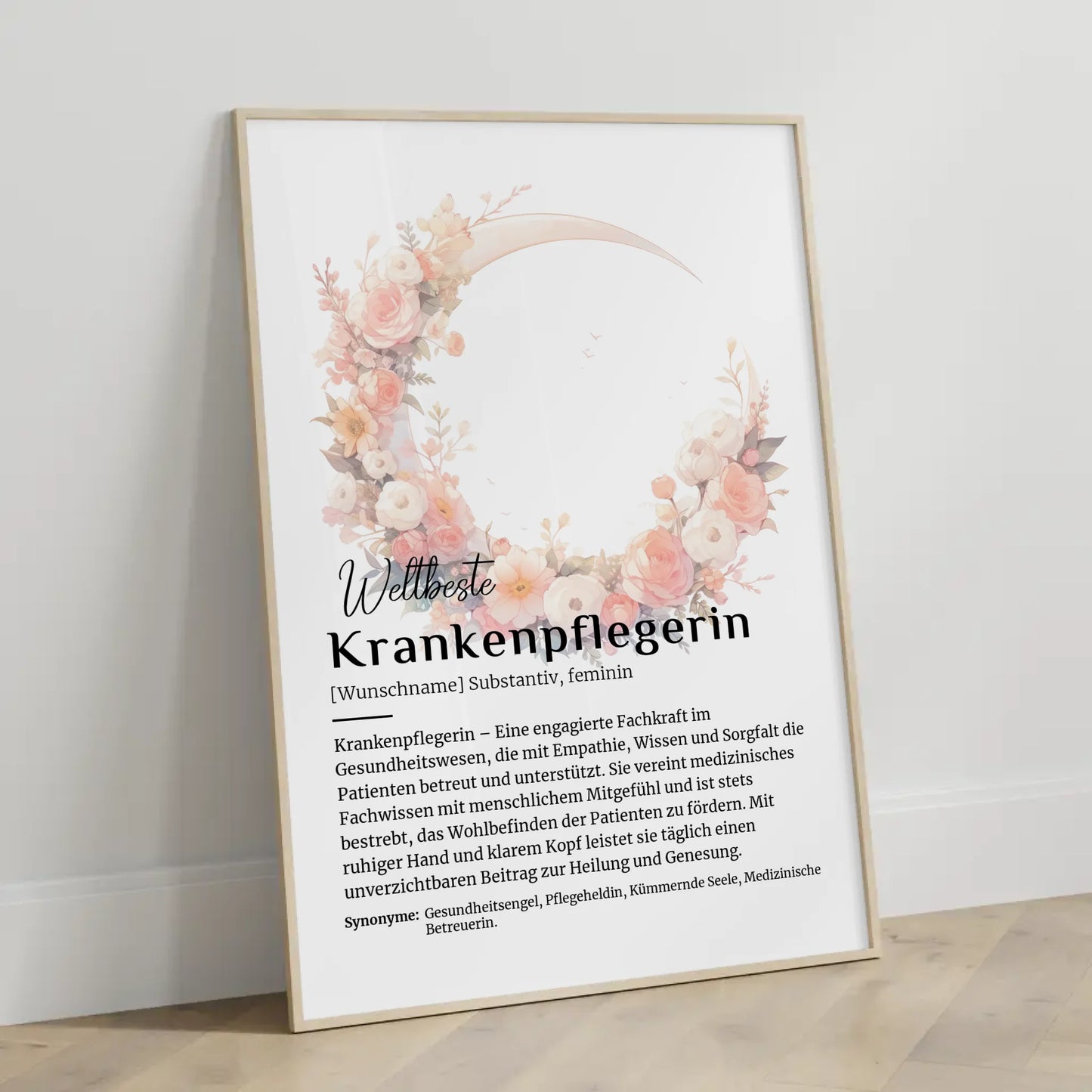Personalisierte Poster Definition Krankenpflegerin mit Namen Geschenk