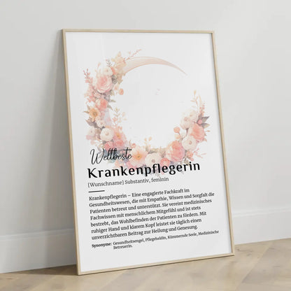 Personalisierte Poster Definition Krankenpflegerin mit Namen Geschenk