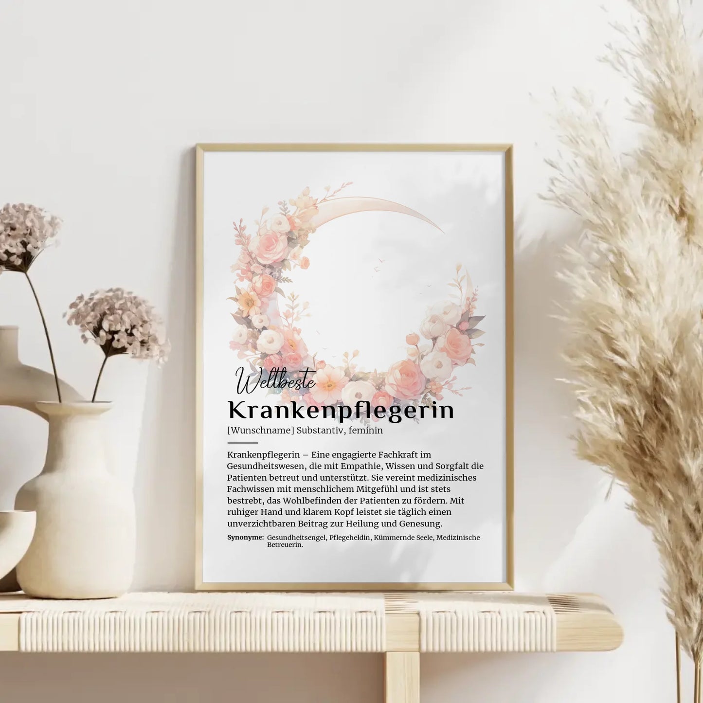 Personalisierte Poster Definition Krankenpflegerin mit Namen Geschenk