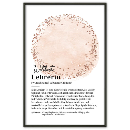 Personalisierte Poster Definition Lehrerin mit Namen