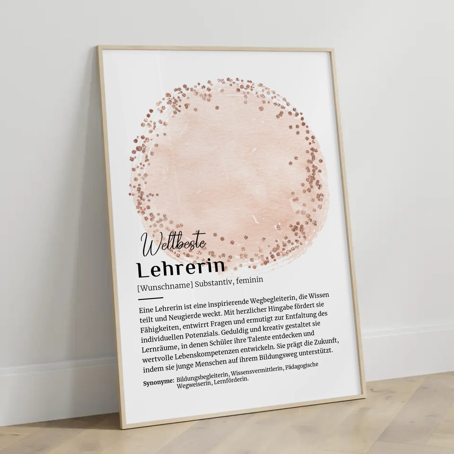 Personalisierte Poster Definition Lehrerin mit Namen