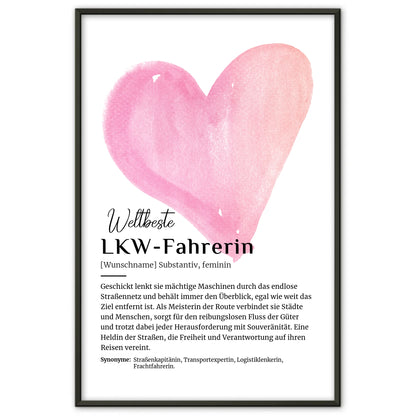 Personalisierte Poster Definition LKW-Fahrerin mit Namen Geschenk